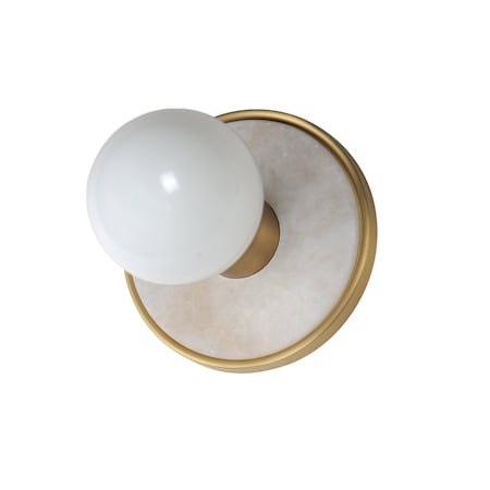 Maxim Lighting Hollywood Stone 1-Light Sconce, Whit Alabaster/Natural Aged Brass 26091WANAB